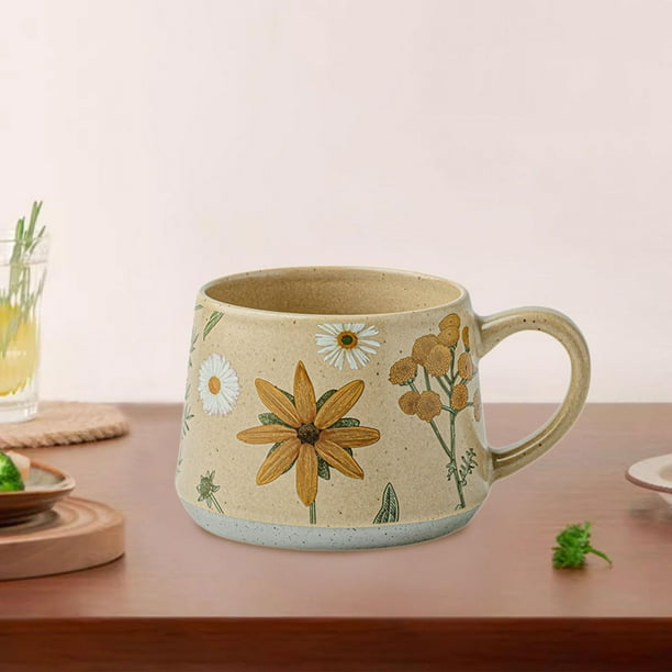 Ceramic Coffee Taza de agua Copa de agua decorativa con mango de bebida para el hogar o trabajo bebidas calientes de café rústico taza de café taza de Estilo B