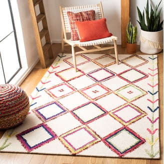 SAFAVIEH Nantucket Collection Area Rug - 5' x 8', Multi, Handmade Boho Abstract Burst Cotton, Ideal for High Traffic Areas in Living Room, Bedroom (NAN319A