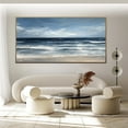 thumbnail image 3 of Large White Ocean Wave Abstract Oil Painting Blue Ocean Minimalist Painting On Canvas Large Blue Sky Painting Original Beach Seascape Wall Art,Unstretched,Frameless,(61*122cm)24*48Inches, 3 of 5