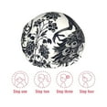thumbnail image 5 of Kdxio Artistic Black White Peacocks Print Shower Cap for Women,Elastic and Reusable,Double Waterproof Layers Bathing Hat, 5 of 6