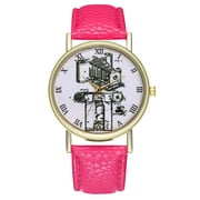 Tersalle Cartoon Crab PU Leather Strap Watch Fashion Simple Quartz Wristwatch T165-A (Orange)