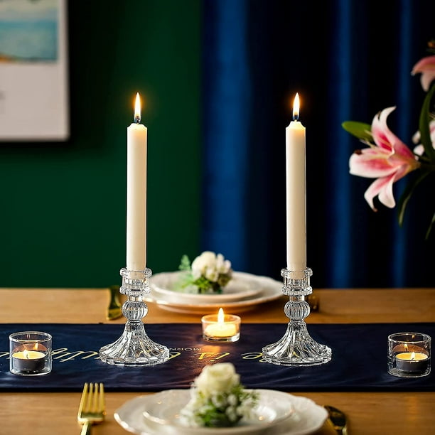 Crystal Glass Candle Holders Set Of 2 Decorative Candle Holder