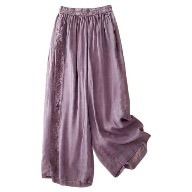 Pantalones anchos vintage holgados de primavera-verano para mujer - Pantalones casuales de cintura alta