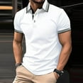 thumbnail image 2 of Kcolen Men Polo Shirt Brown Men's Casual Business Color Block Ribbed Lapel Button Down T Shirt Comfortable Stylish Wear Casual Outdoor Basic, 2 of 9