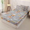 thumbnail image 2 of Castle Fairy Cartoon Train Zipper Full Size Comforter Sets with Fitted Sheet and 2 Pillowcases,Cloud Star Print Zipper Bedding Set for Bedroom,Gray Yellow,4pcs,Grey Reversible, 2 of 6
