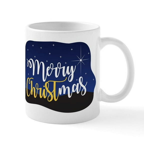 CafePress - Merry Christmas Starry Mug - 11 oz Ceramic Mug - Novelty Coffee Tea Cup