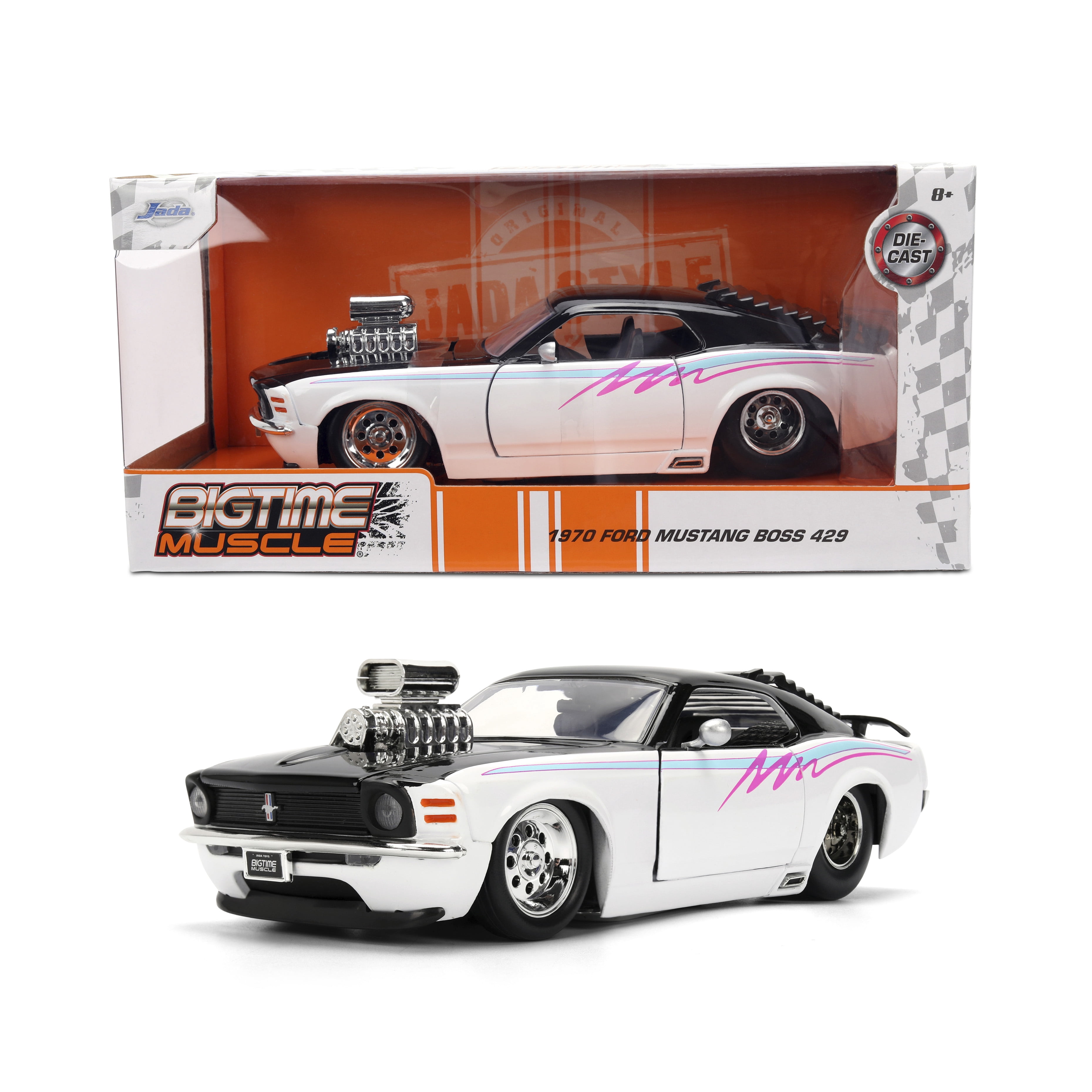 Jada 1970 Ford Mustang Boss 429, Candy Red with White Stripes