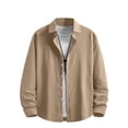 thumbnail image 4 of lcziwo men's Long Sleeve Shirts Upf 50+ Sun Protection Fishing Button down Outerwear Solid Color Lightweight Textured Going Out Tops Khaki XXL, 4 of 9