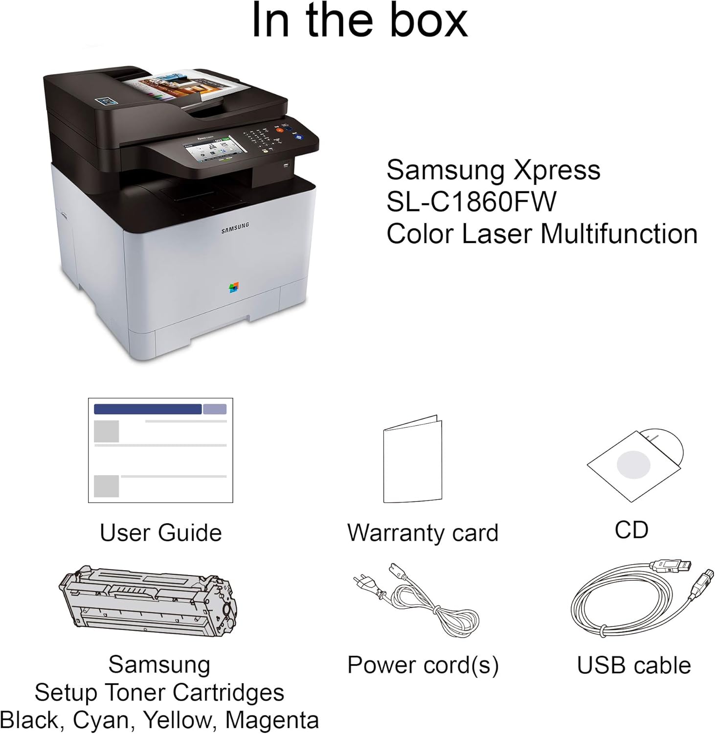 Samsung Xpress C1860FW Wireless Color Laser Printer with Scan/Copy/Fax, Simple NFC + WiFi Connectivity and Built-in Ethernet (SS205H)