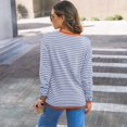 thumbnail image 4 of WTOBBY Women's Striped Long Sleeve Top, Casual Round Neck Sweatshirt, Lightweight Pullover for Fall with Breathable Cotton Blend Fabric for All Day Comfort,Red S, 4 of 4