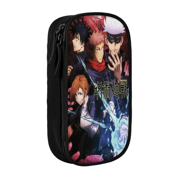 Jujutsu Kaisen Grande Trousse à Crayons, Pochette à Crayons Durable à Grande Capacité, Sac de Papeterie Minimaliste et Portable, Boîte à Crayons Esthétique à Fermeture Éclair