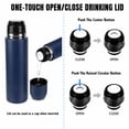 thumbnail image 3 of Ozark Trail 18 oz Vacuum Insulated Stainless Steel Thermal Bottle with Cup Lid, Navy Blue, 3 of 12
