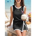 thumbnail image 4 of Wrongduck women's two piece summer dress ribbed knit vest and split underskirt two-piece casual set, 4 of 8