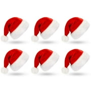 Taykoo 6pcs Santa Claus Hat for Adult Kids - Red Plush Velvet Thicken Party New Year's Eve Holiday Supplies