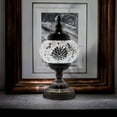 thumbnail image 3 of Silver Fever Handcrafted Mosaic Turkish Lamp Moroccan Glass Table Desk Bedside Light Bronze Base with E12 Bulb Silver Snowflake, 3 of 8