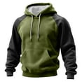 thumbnail image 2 of Color Block Hoodie Men Novelty Casual Long Sleeve Work Athletic Hoodies Sweatshirts Winter Drawstring Hooded Pullover with Kangaroo Pocket Green 2XL, 2 of 5