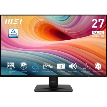 MSI PRO MP271A E2 27-inch IPS 1920 x 1080 (FHD) Gaming Office Monitor, 120Hz, Free-Synch, HDMI, DisplayPort, VGA Port, VESA Mountable, Tilt, Speaker, 4-side slim bezel 1ms, Black