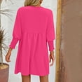 thumbnail image 5 of Lovzfmll Robe Poupée à Col Rond de Printemps pour Femme, Couleur Unie, Robe Plissée à Trois Couches, Rose Vif, TG, 5 of 5
