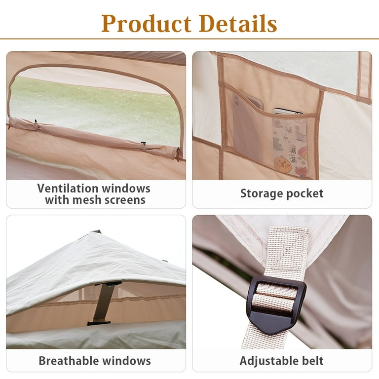 TOMOUNT 4 Person Inflatable Glamping Tent, Easy Setup, Rain