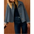 thumbnail image 2 of Women's Casual Oversized Short Trench Coat Plaid Lining Cropped Jacket Fall Windbreaker Outerwear, 2 of 7