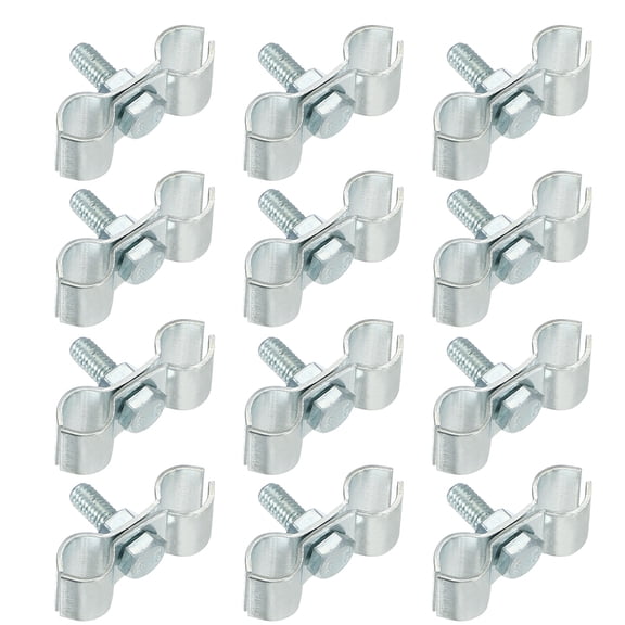 Uxcell 12Pcs Chain Link Fence Panel Clamps 3/8" Galvanized Dog Kennel Clamps Fence Connector Temporary Dog Cage Hardware Parts with Bolts and Nuts for Round Pipe Panel Frame Cage