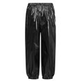 thumbnail image 2 of Alvivi Kids Girls Boys Modern Jazz Hip Hop Dance Costumes Shiny Metallic Dance Pants Trousers Leggings Black 13-14, 2 of 5