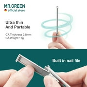 MR.Green Ultra Thin Nail Clippers German Precision Manufacturing Technology Nail Cutters with Cow Leather Cover Superior Texture (Light Grey)
