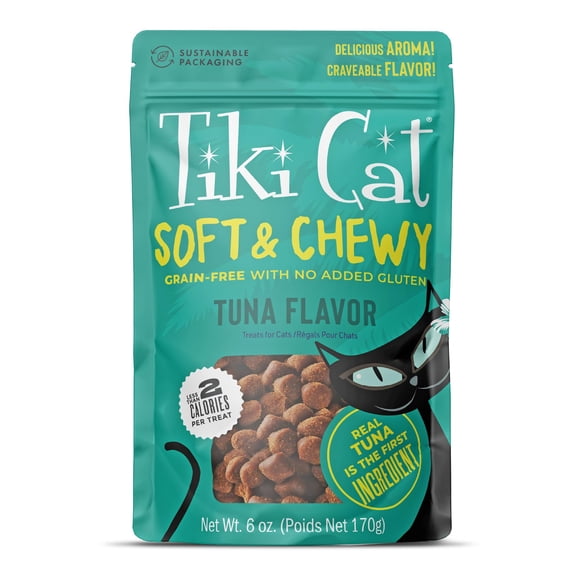 Premios para Gatos TIKI PETS Suaves y Masticables Sabor Atún 170g (Paquete de 1)