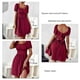thumbnail image 5 of Vestido con ribete de volantes fruncidos y manga abullonada con lazo en la espalda Vestido corto con cuello cuadrado y línea A para verano Borgoña M, 5 of 6