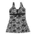 thumbnail image 1 of NIEWTR Women’s Ribbed One Piece Swimsuits Modest Swim Dress Tummy Control Adjustable Straps Bathing Suit with Pockets(Black,XXL), 1 of 7
