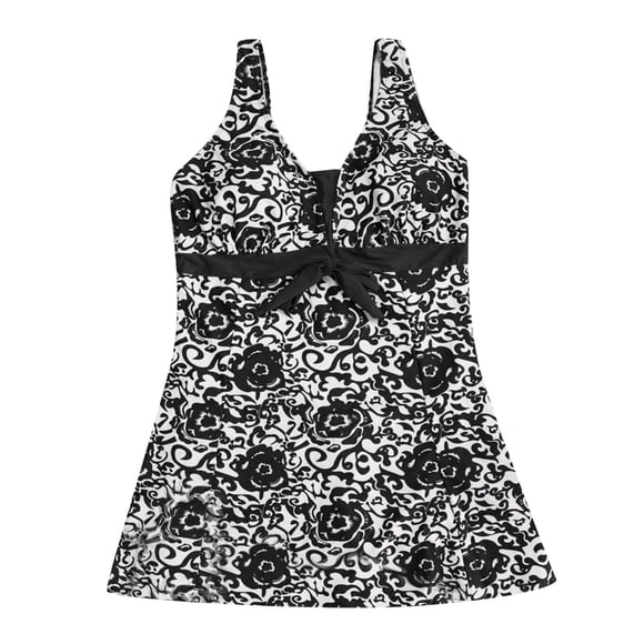 WEAIXIMIUNG Supportive Maternity Swimwear Women's Plus Size Floral Printed Backless Skirted Swimsuit with Bow