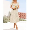 thumbnail image 3 of Vestido ZESICA para mujer, estilo bohemio, floral, midi, color albaricoque, 3 of 7