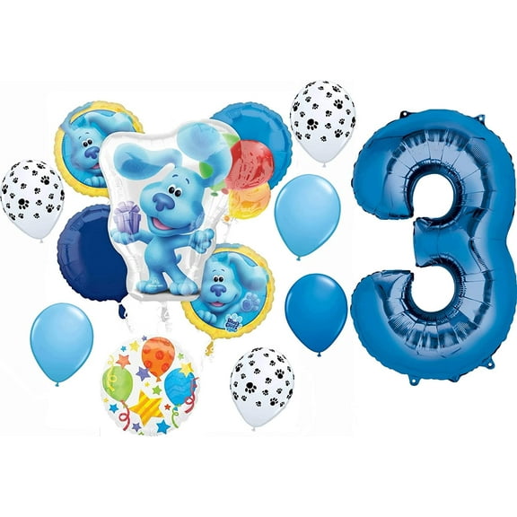 Blue's Clues 3rd Birthday Party Supplies Blue the Dog Balloon Bouquet Decorations