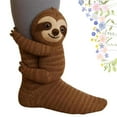 thumbnail image 5 of zaveiop Animal Socks, 3D Knit Animal Sloth Socks for women, Cute Plush Animals Hug Sock, Long Stocking Sock for Christmas Gifts (Brick Red, One Size), 5 of 6