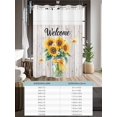 thumbnail image 6 of No Hook Cloth Fabric Shower Curtain with Snap in Liner, Spring Sunflower Waterproof Shower Curtains Set with See Through Top Window, Yellow Butterfly Wood Farm Country Bath Curtains Shower 36"x78", 6 of 6
