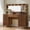 Walnut, variant on UGTOO White Makeup Vanity Desk with Lighted Mirror & Charging Station, Vanity Table with 5 Drawers & 2 Cabinets, 3 Lighting Modes, P2 Wood Bedroom Furniture