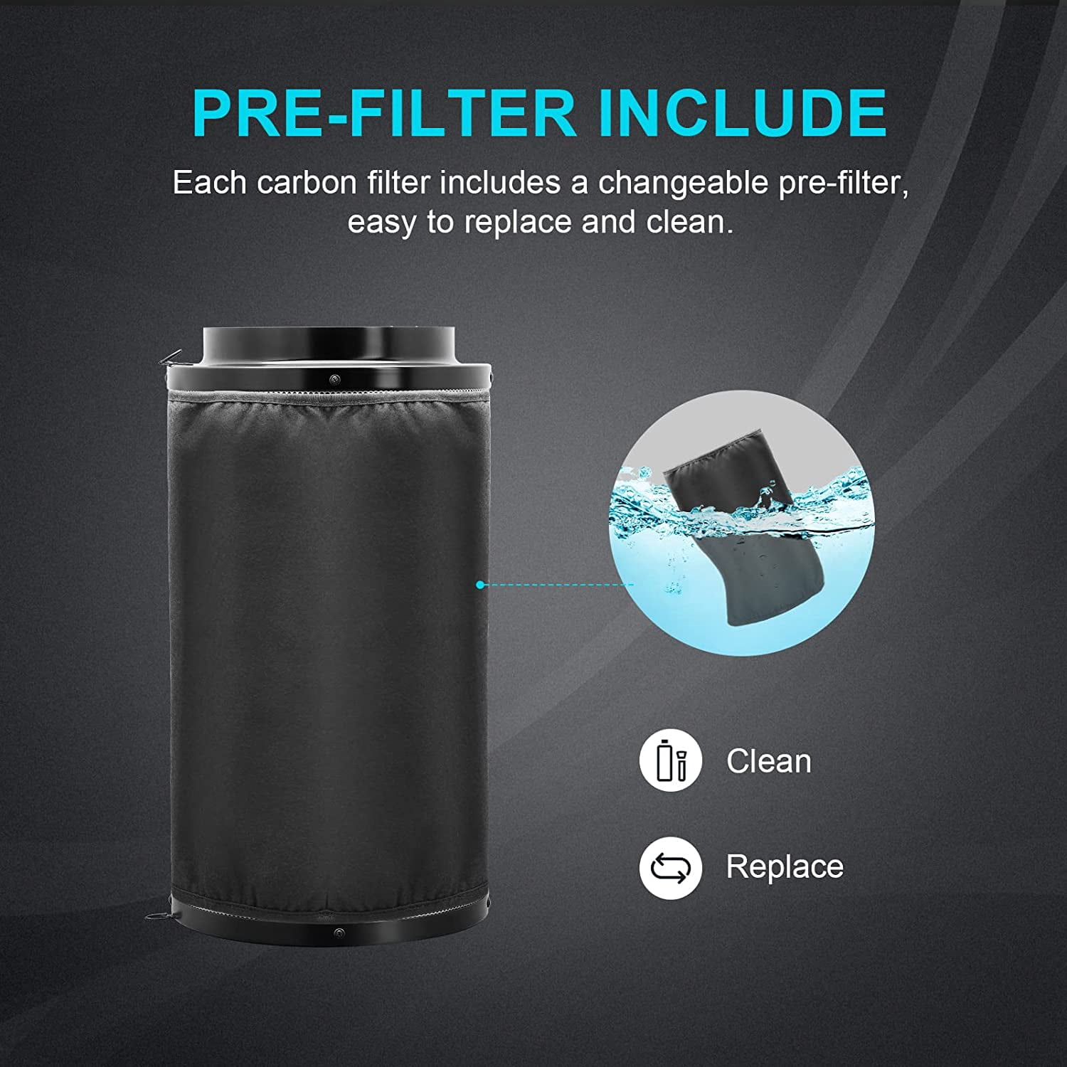 iPower 4 inch Air Carbon Filter Odor Control with Premium Charcoal and Reversible Flange for Inline Duct Fan/Grow Tent, Black