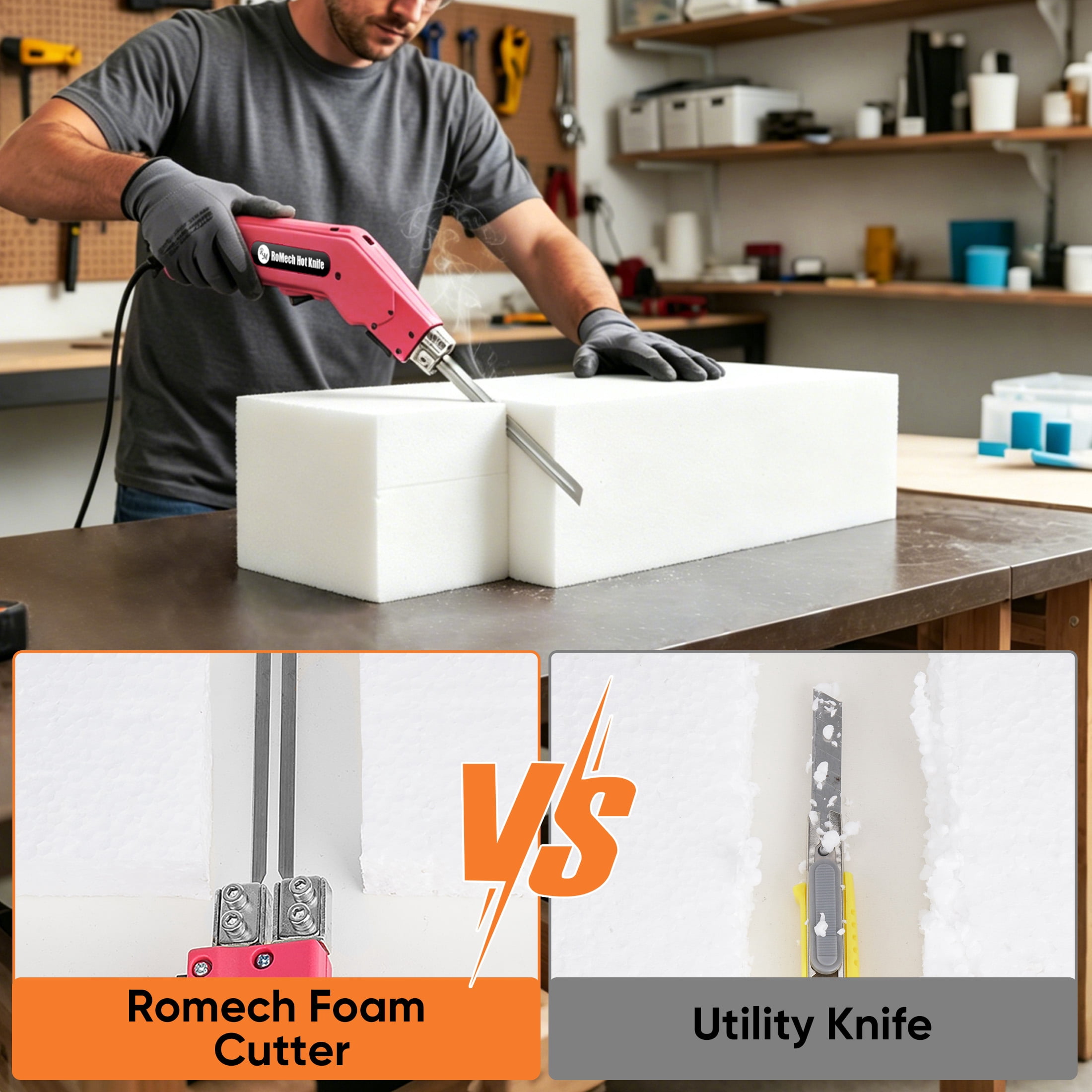 RoMech 200W Hot Knife Foam Cutter Kit with Blades and Carry Case for EPS/XPS