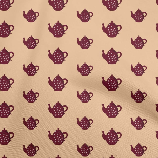 oneOone Silk Tabby Light Peach Fabric Tea Kettle Craft Projects Decor Fabric Printed By The Yard 42 Inch Wide-KN