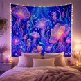 thumbnail image 2 of Bioluminescent Jellyfish in Deep Ocean Scene, Mystical Fantasy for Ocean Lovers, Underwater Scene Wall Art, Housewarming Gift Tapestry Wall Hanging for Bedroom and Living Room, 2 of 7