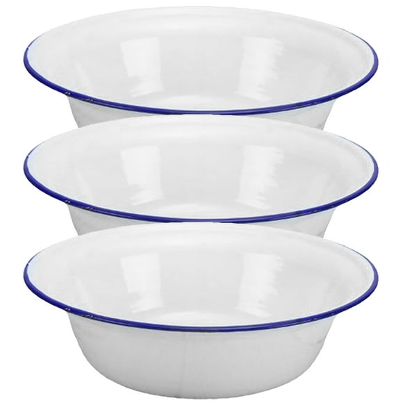 3pcs Vintage Enamel Bowl Large-capacity Soup Bowl Salad Bowl Multi-function Food Basin