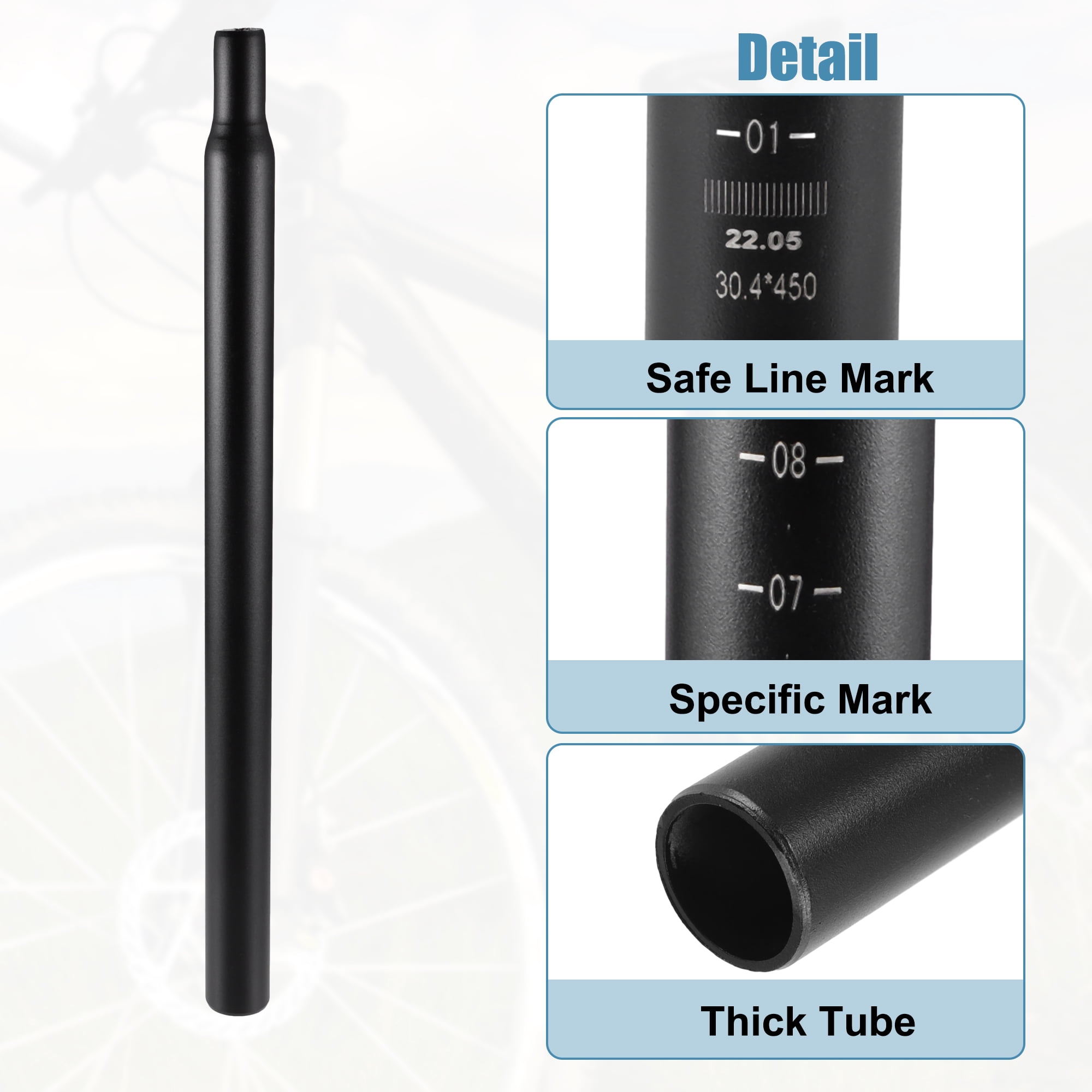 Unique Bargains Bike Aluminum Alloy Bicycle Seatpost Mountain Bike Saddle Pole 30.4x450mm