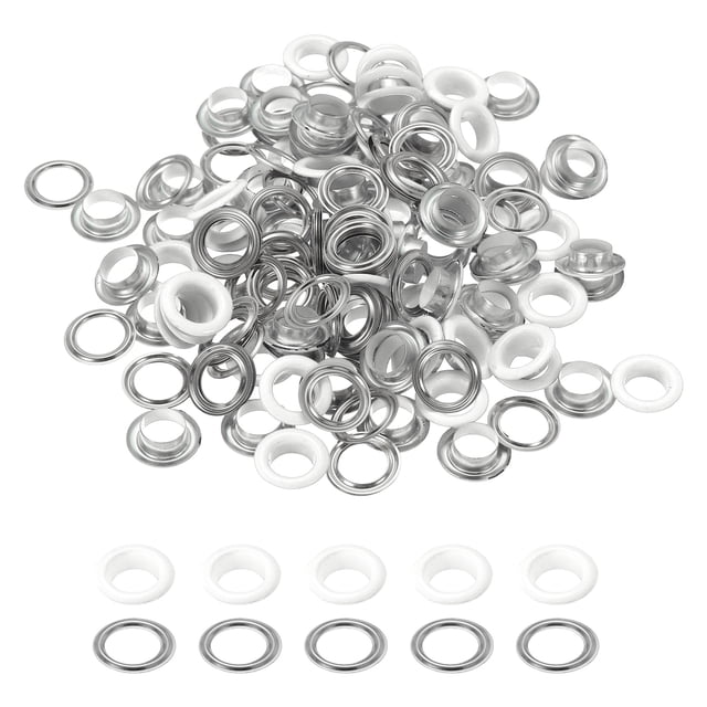 Uxcell 110 Pcs Ojetes con Arandelas 3/8" Kit de Grommets Blanco