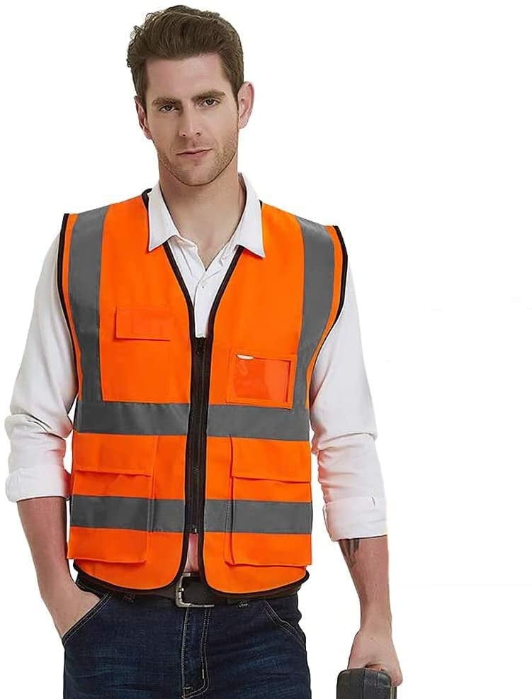 Details about   High Visibility Safety Vest Mesh Cloth Workwear Reflective Tape Jacket 