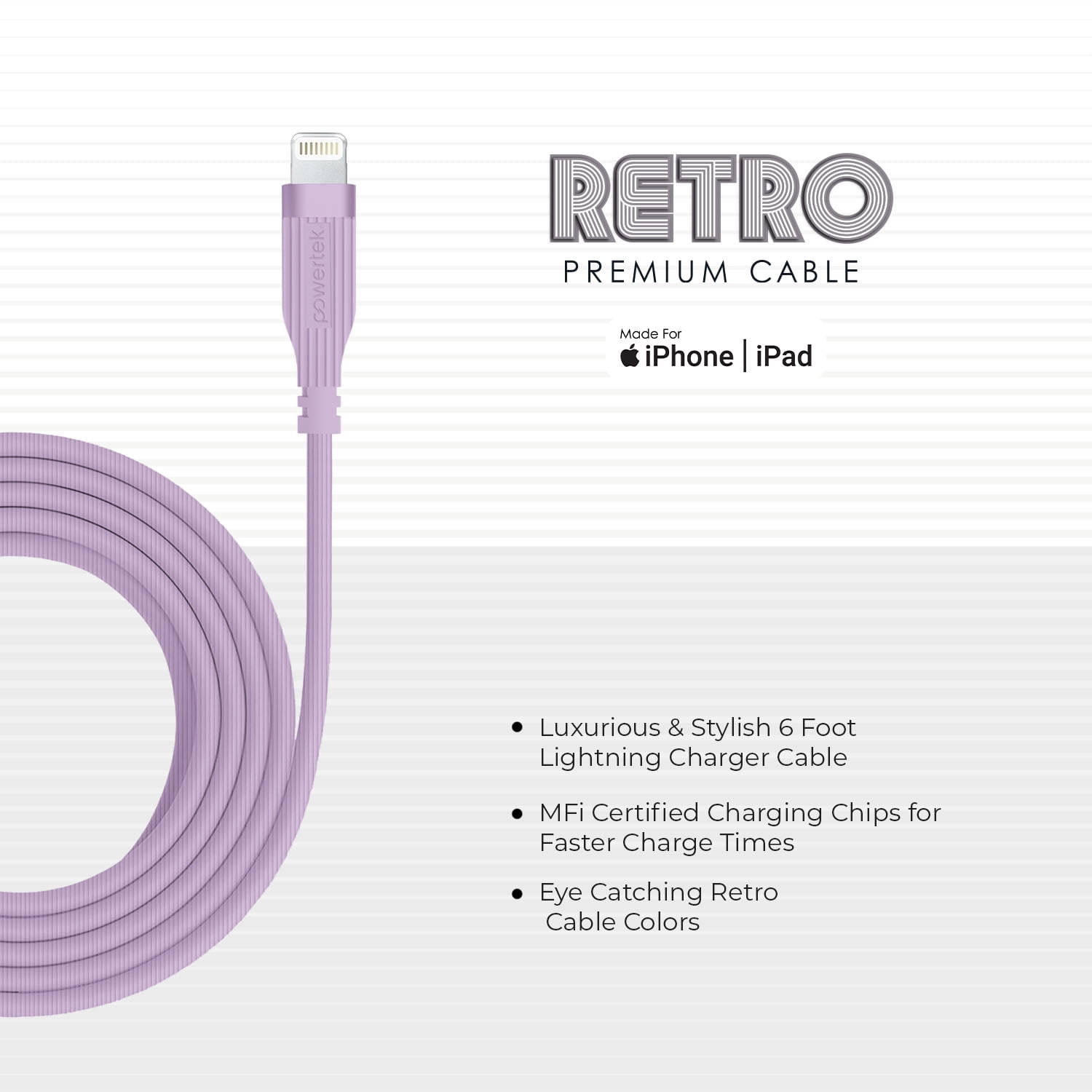 Liquipel Powertek Retro USB-A to Lightning - Pink