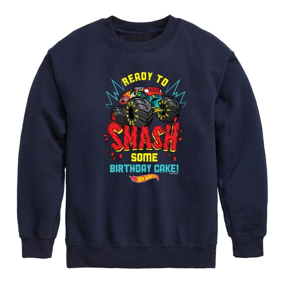 Hot Wheels - Ready To Smash Cake Graphic Long Sleeve Fleece Sweatshirt