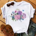 thumbnail image 1 of T-shirt Femme Imprimé Mode Fleur Papillon Manches Courtes Décontracté Haut Graphique, 1 of 7