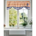 thumbnail image 3 of Tie Up Valance Curtain for Kitchen,Navy Blue Anchor Vintage Rod Pocket Short Curtains Adjustable Tie-Up Shade Valances,Costal Orange White Stripes Window Treatment for Bathroom Living Room Bedroom, 3 of 8