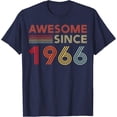 thumbnail image 3 of Awesome 60th Birthday Decorations T-Shirt for 1966 Celebration - Retro Style Black Tee with Colorful Text, 3 of 6
