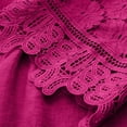 thumbnail image 4 of Plus Size Blouse Women Vintage Lace Patchwork Bow V-Neck Shirt Embroidery Summer Three Quarter Retro Solid Top Dressy Lightweight Comfy Outfits Going Out Tops Ladies Fashion Trendy, 4 of 6